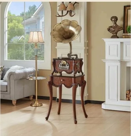 oldvox C-186 floor phonograph in cherry with ivory gold
